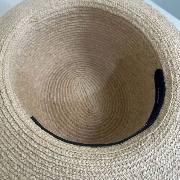 Vintage Helen Kaminski Raffia Straw Hat Rolled Brim Brown Bow hat block Like New - Picture 6 of 14